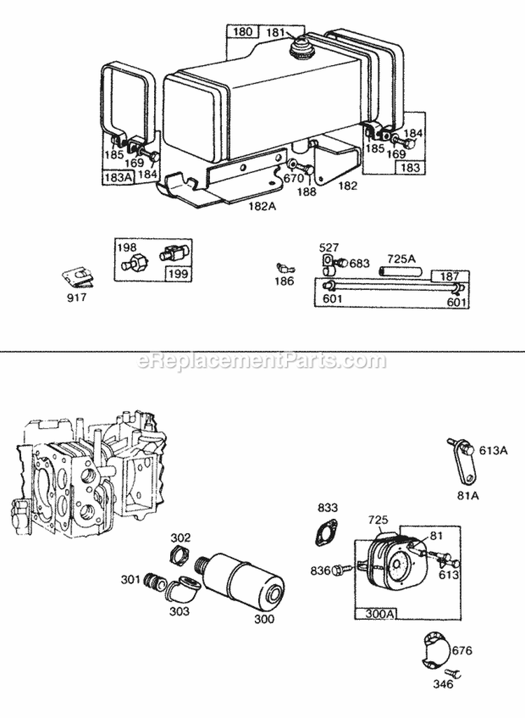 Fuel Tank Mufflers And Parts Diagram and Parts List for 191707-0637-99  Briggs and Stratton Engine
